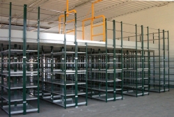 Shelf rack with a platform above the racks